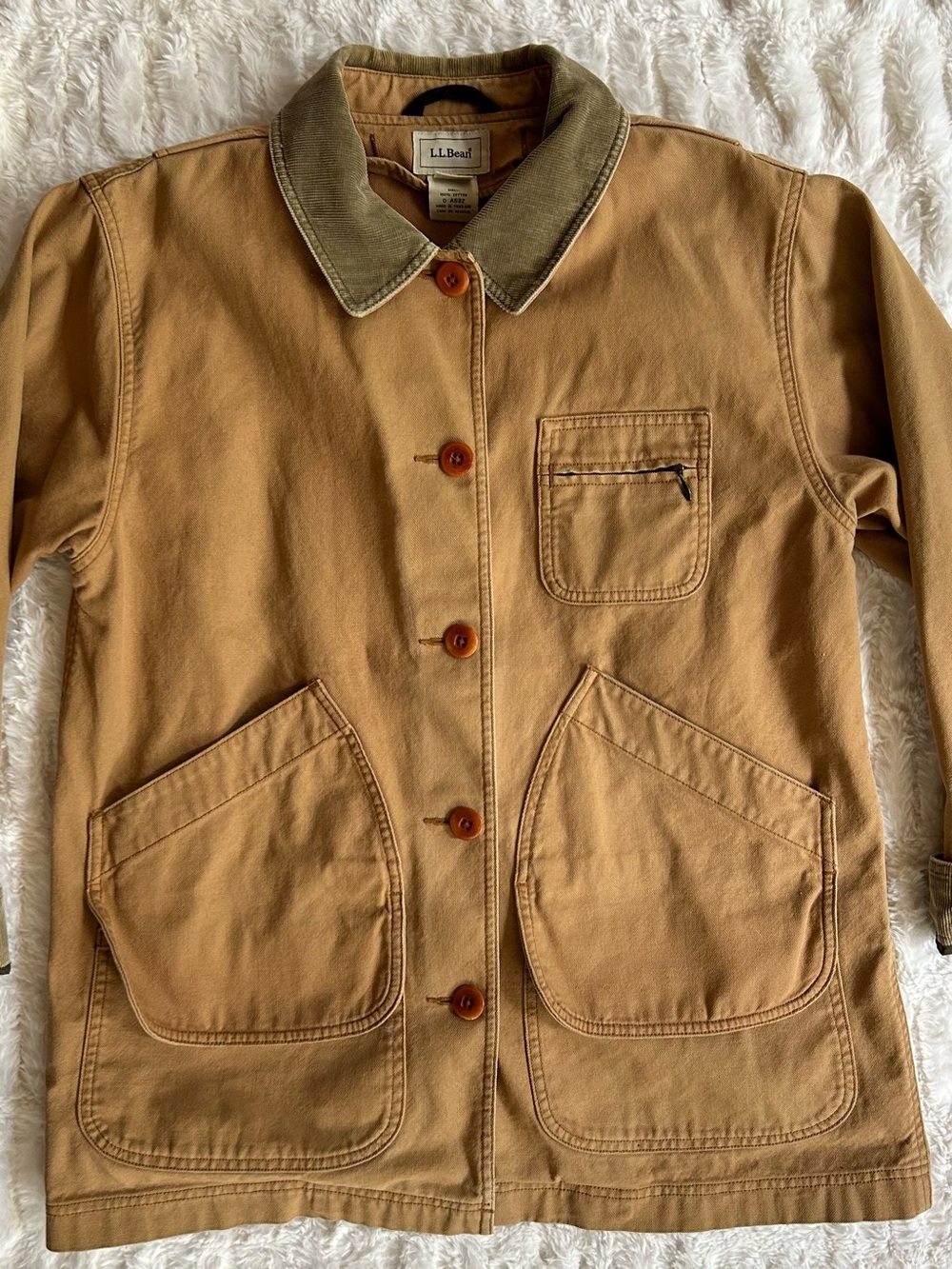 LL Bean Vintage Chore Coat Barn Jacket Tan Womens M - Picture 4 of 10